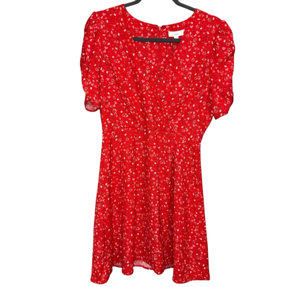 A Love A women's size medium red floral A-line puff dress‎